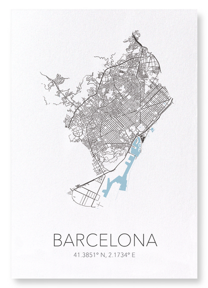 BARCELONE CUTOUT: Map Cutout Art Print