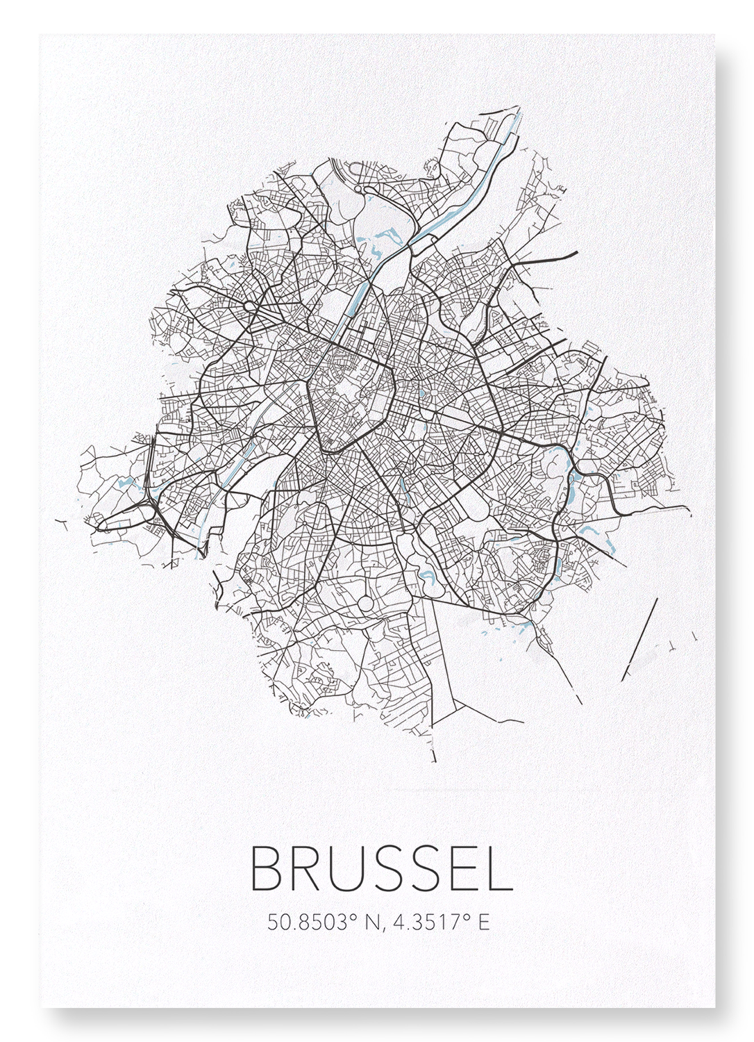 BRUSSELS CUTOUT: Map Cutout Art Print