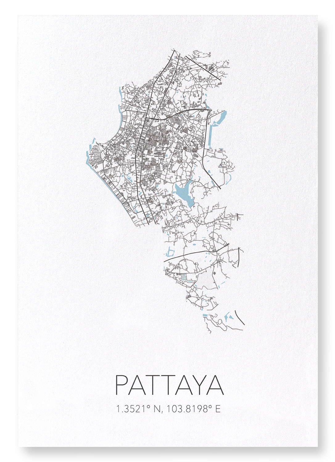 PATTAYA CUTOUT: Map Cutout Art Print