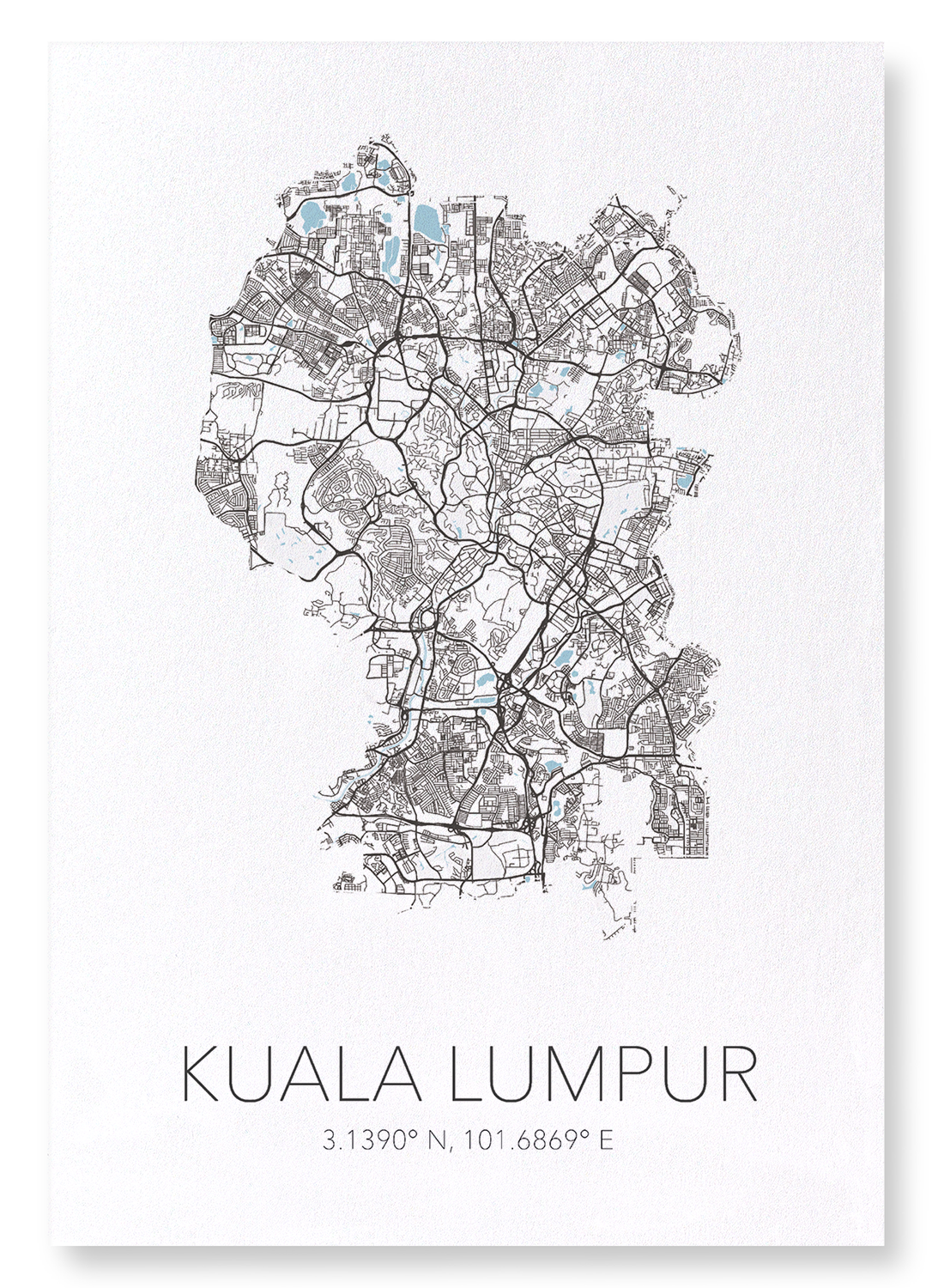 KUALA LUMPUR CUTOUT: Map Cutout Art Print