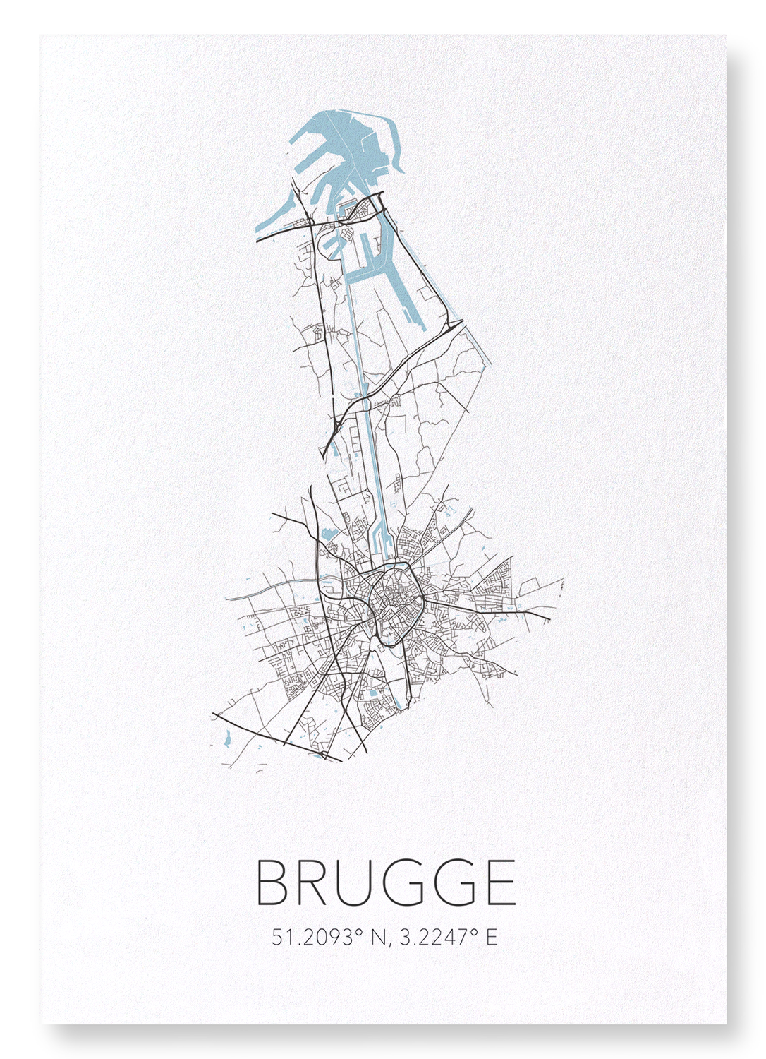 BRUGES CUTOUT: Map Cutout Art Print