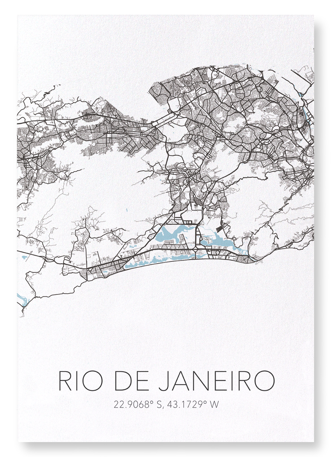 RIO DE JANEIRO CUTOUT: Map Cutout Art Print