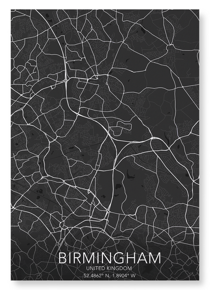 BIRMINGHAM FULL MAP: Map Full Art Print