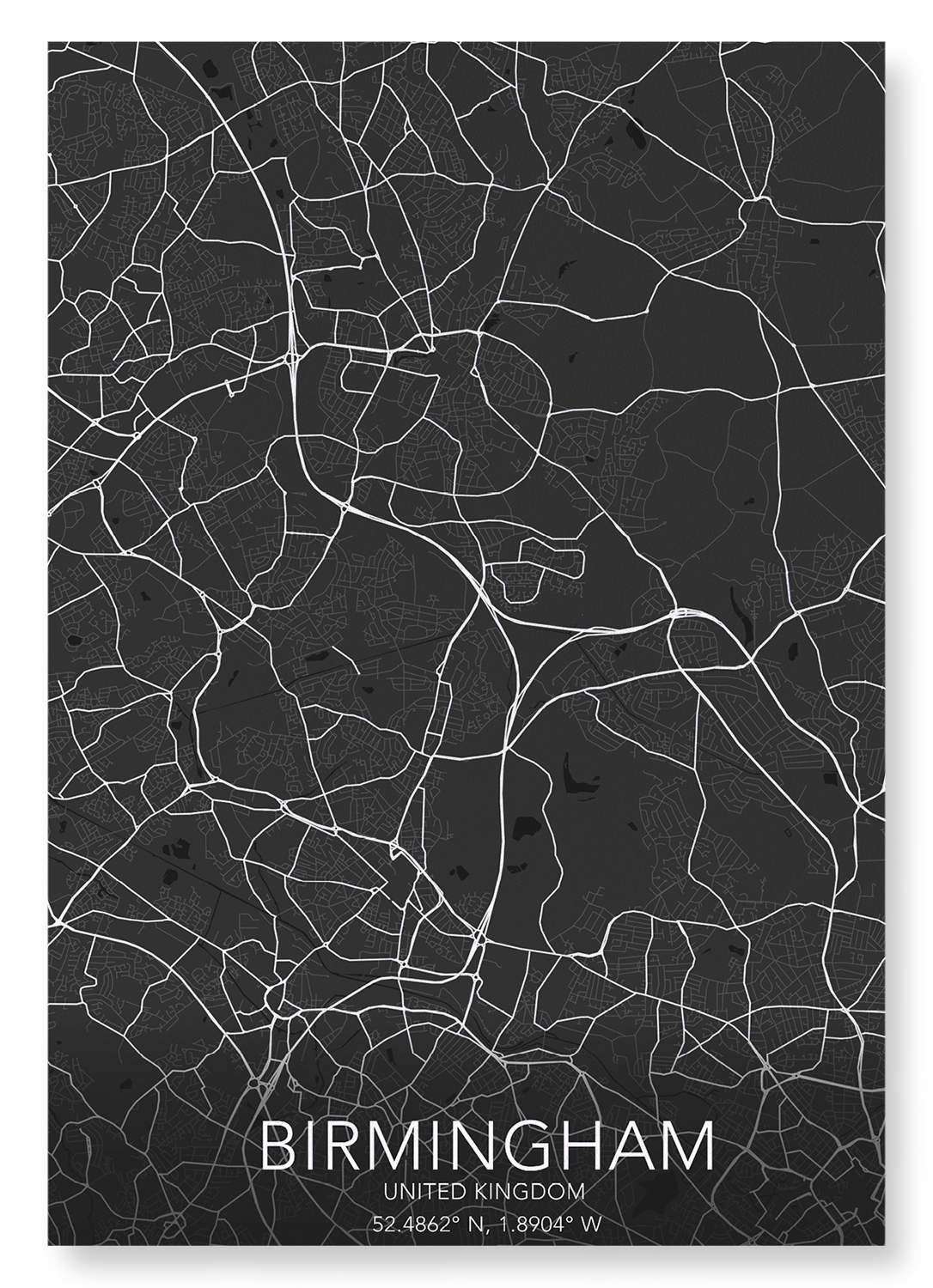 BIRMINGHAM FULL MAP: Map Full Art Print