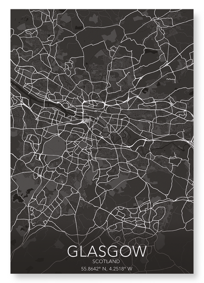 GLASGOW FULL MAP: Map Full Art Print