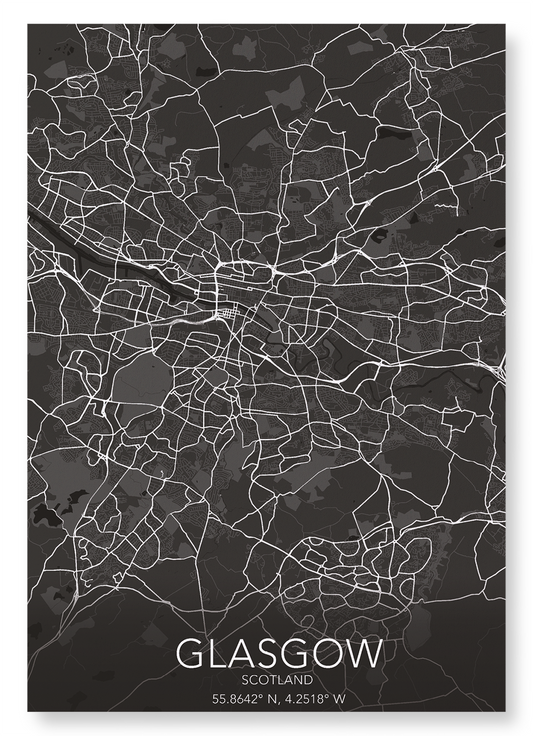 GLASGOW FULL MAP: Map Full Art Print
