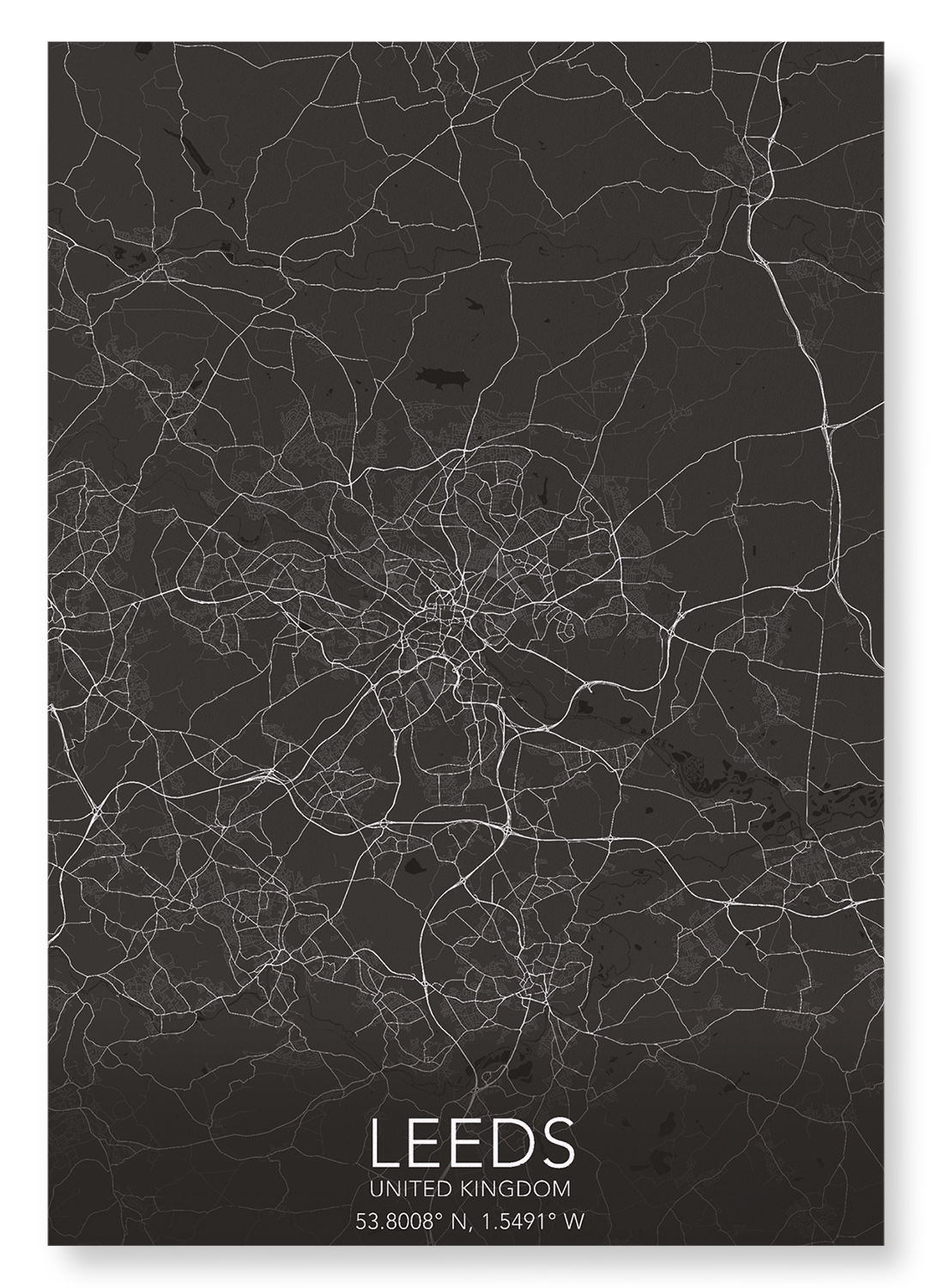 LEEDS FULL MAP: Map Full Art Print