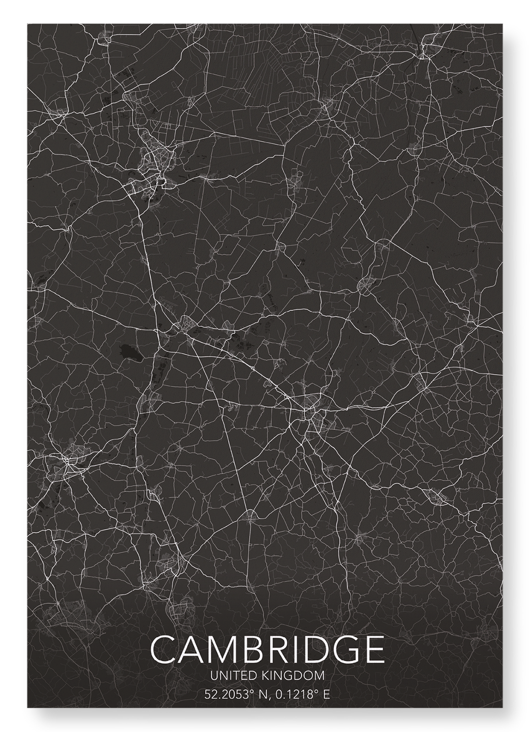 CAMBRIDGE FULL MAP: Map Full Art Print