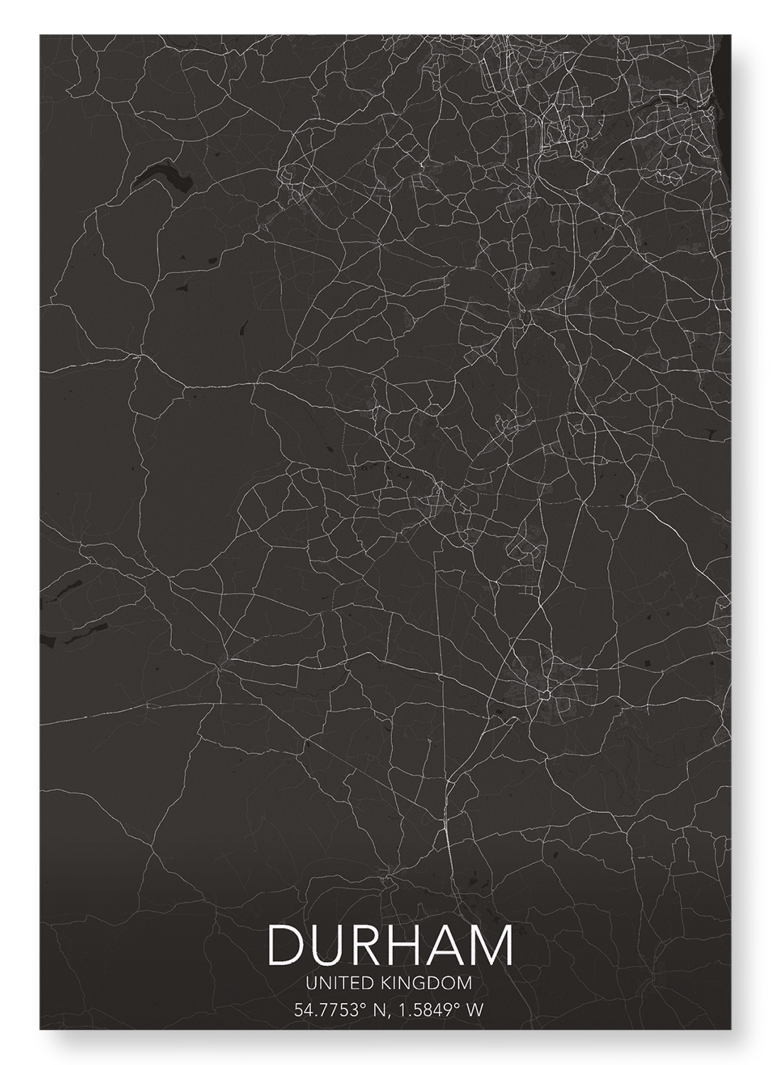 DURHAM FULL MAP: Map Full Art Print