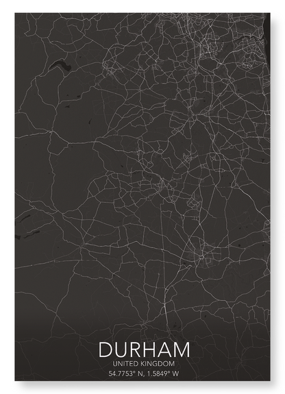 DURHAM FULL MAP: Map Full Art Print