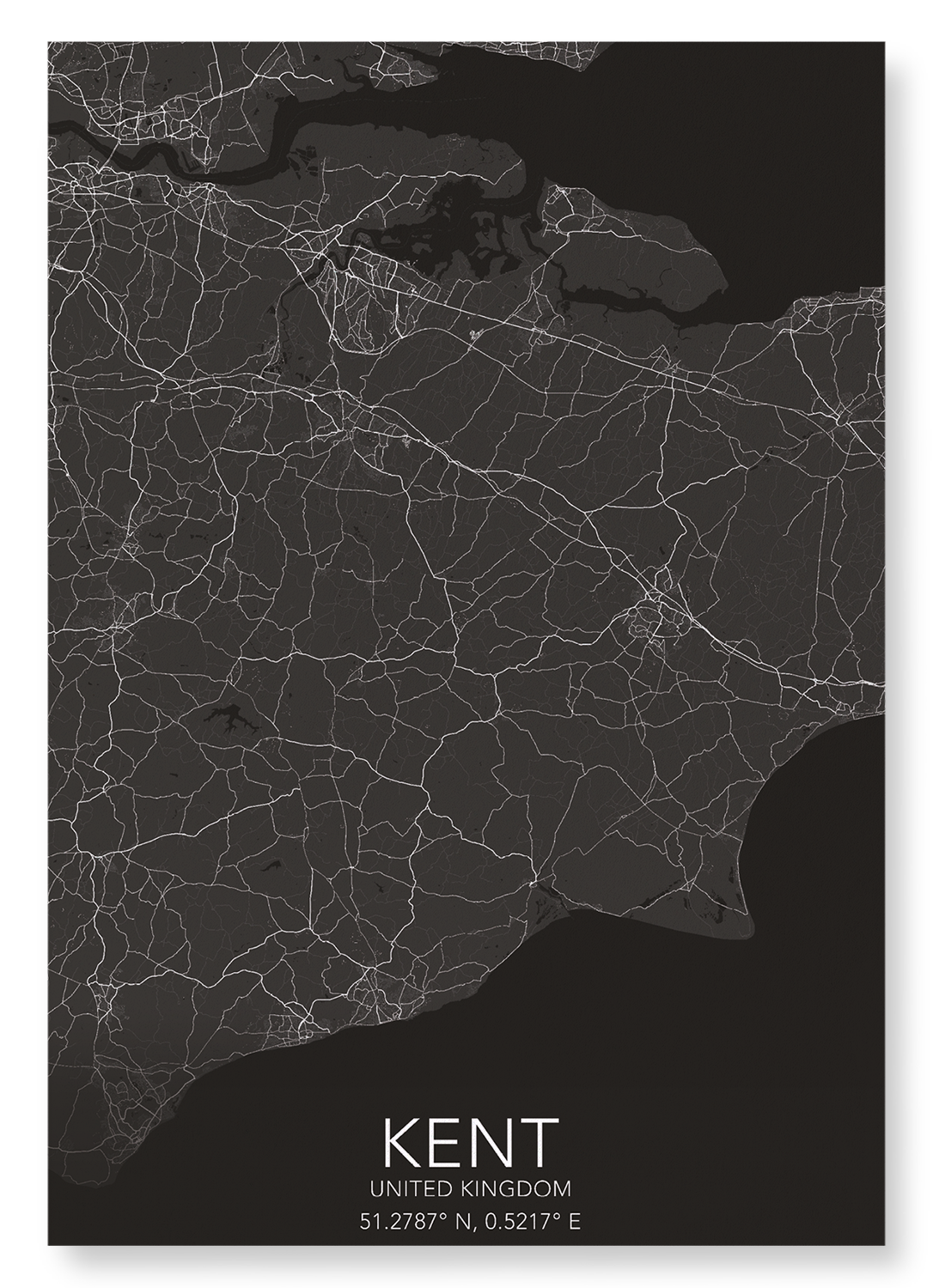 KENT FULL MAP: Map Full Art Print