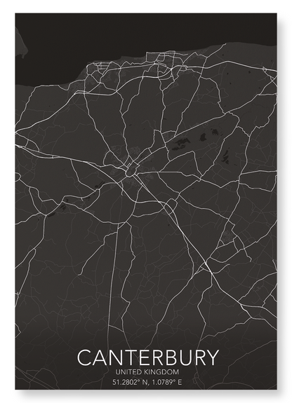 CANTERBURY FULL MAP: Map Full Art Print