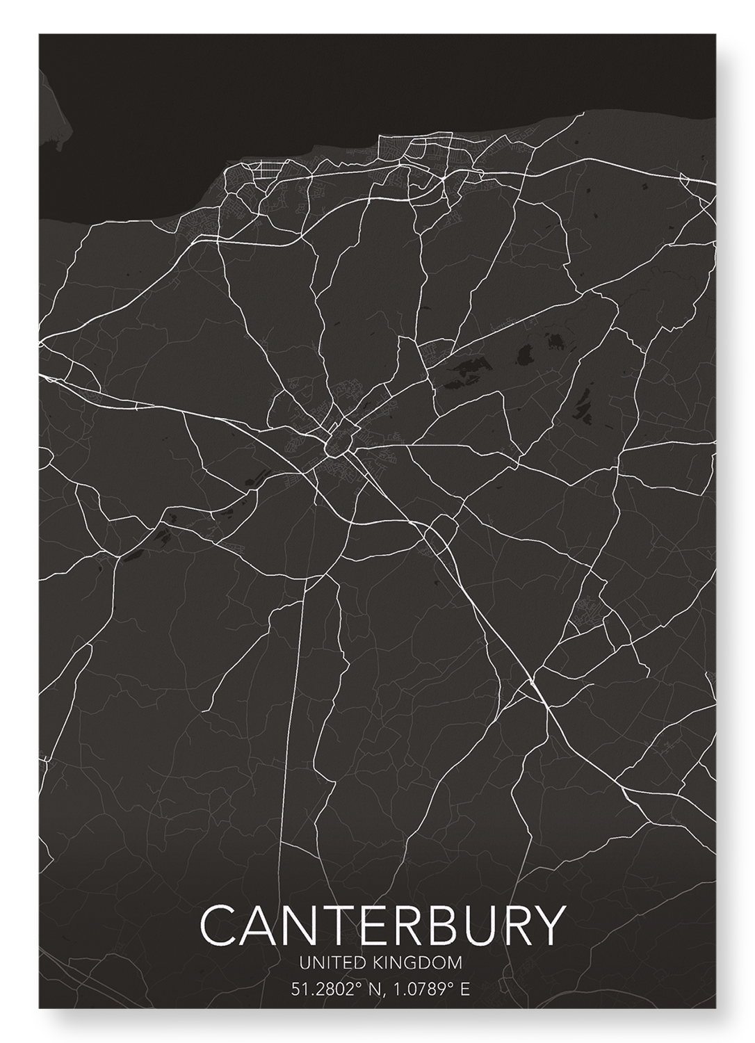 CANTERBURY FULL MAP: Map Full Art Print