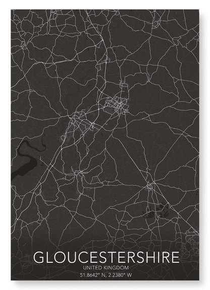 GLOUCESTERSHIRE FULL MAP: Map Full Art Print