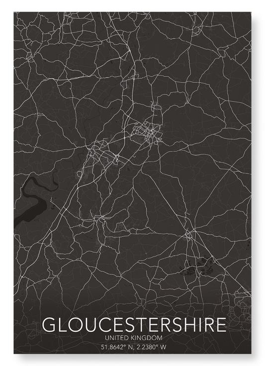 GLOUCESTERSHIRE FULL MAP: Map Full Art Print