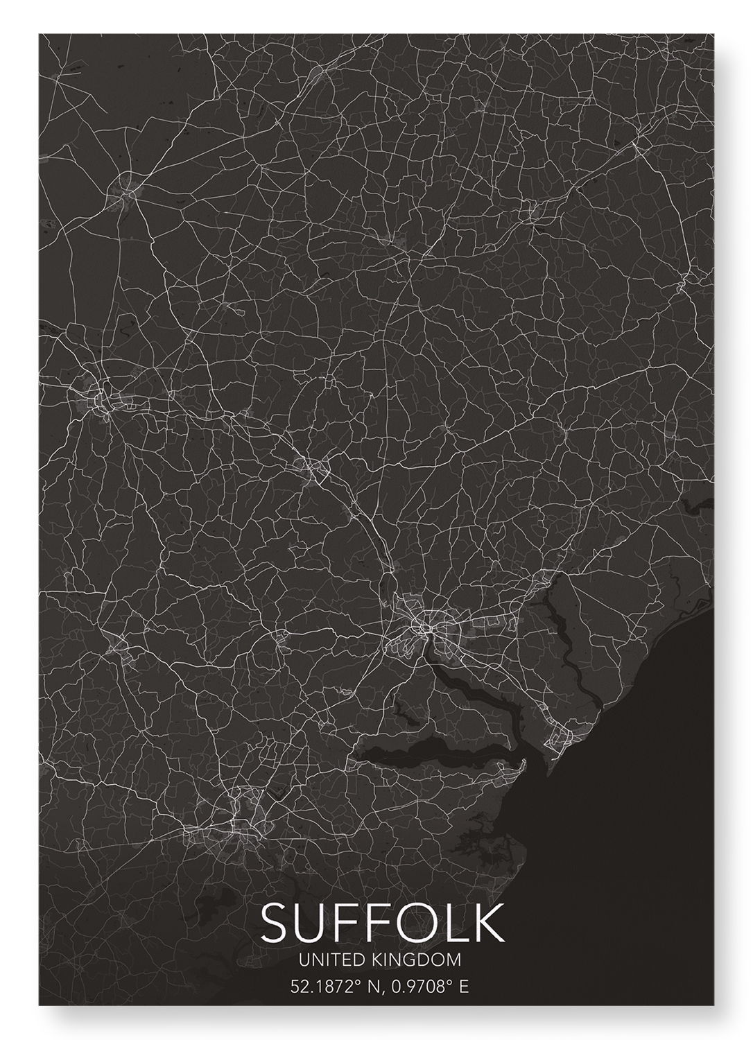 SUFFOLK FULL MAP: Map Full Art Print