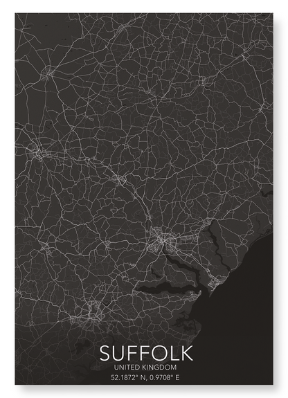 SUFFOLK FULL MAP: Map Full Art Print
