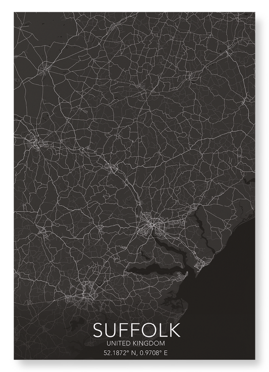 SUFFOLK FULL MAP: Map Full Art Print