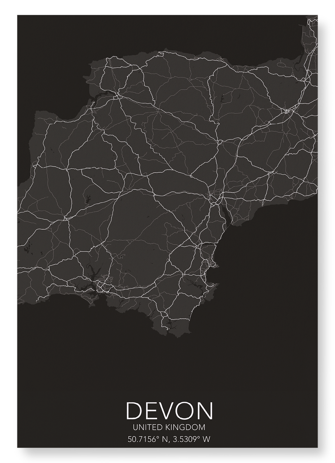 DEVON FULL MAP: Map Full Art Print