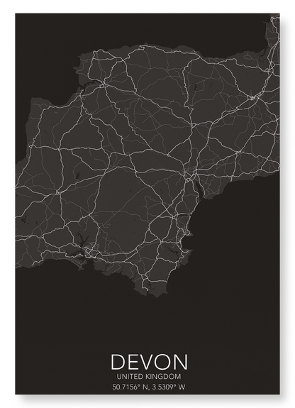 DEVON FULL MAP: Map Full Art Print