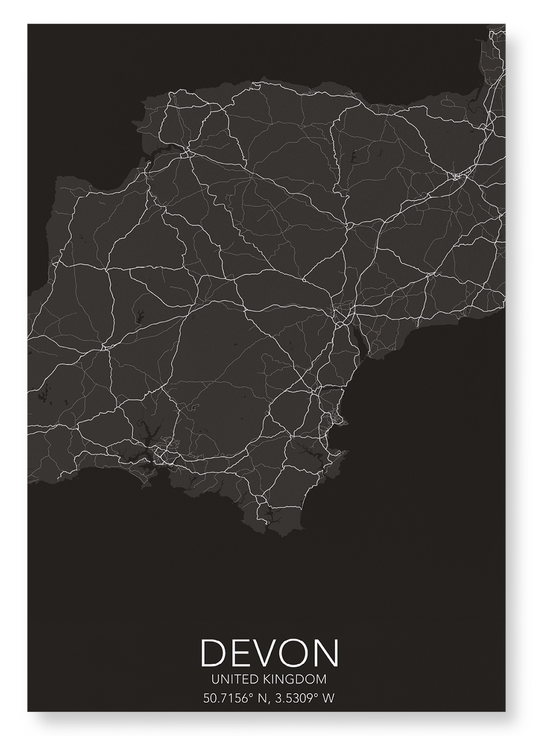 DEVON FULL MAP: Map Full Art Print