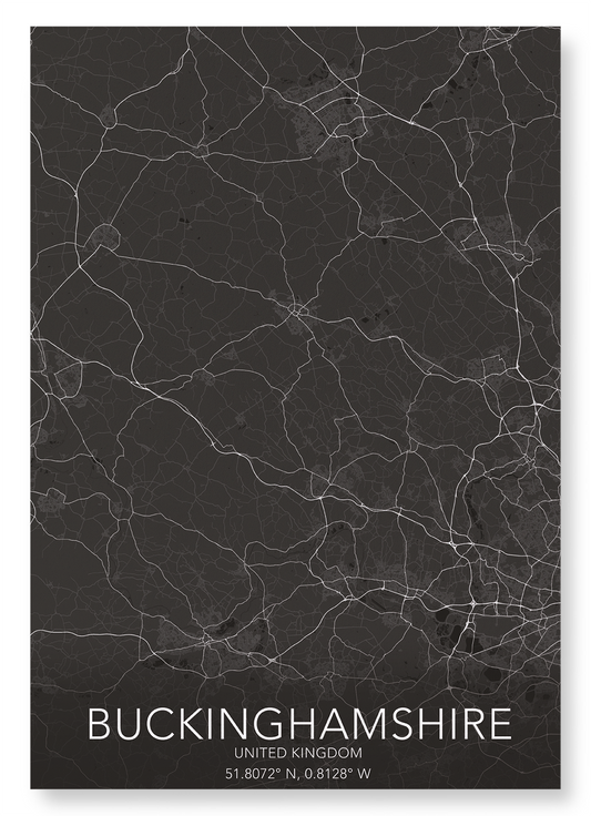 BUCKINGHAMSHIRE FULL MAP: Map Full Art Print