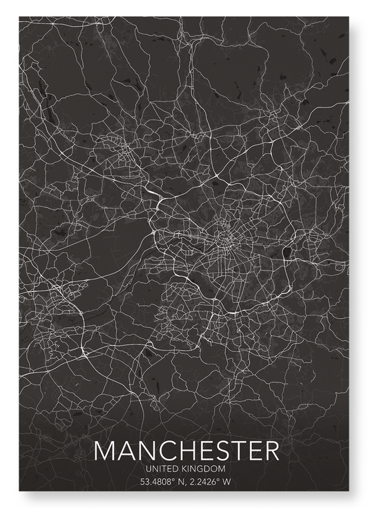 MANCHESTER FULL MAP: Map Full Art Print