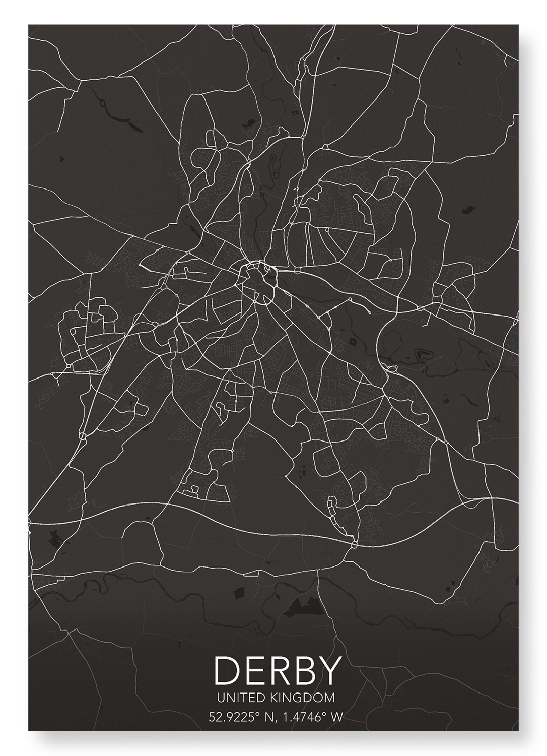 DERBY FULL MAP: Map Full Art Print