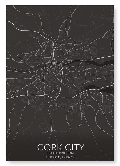 CORK CITY  FULL MAP: Map Full Art Print
