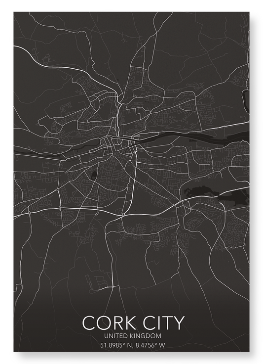 CORK CITY  FULL MAP: Map Full Art Print
