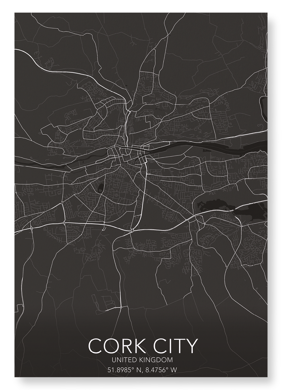 CORK CITY  FULL MAP: Map Full Art Print