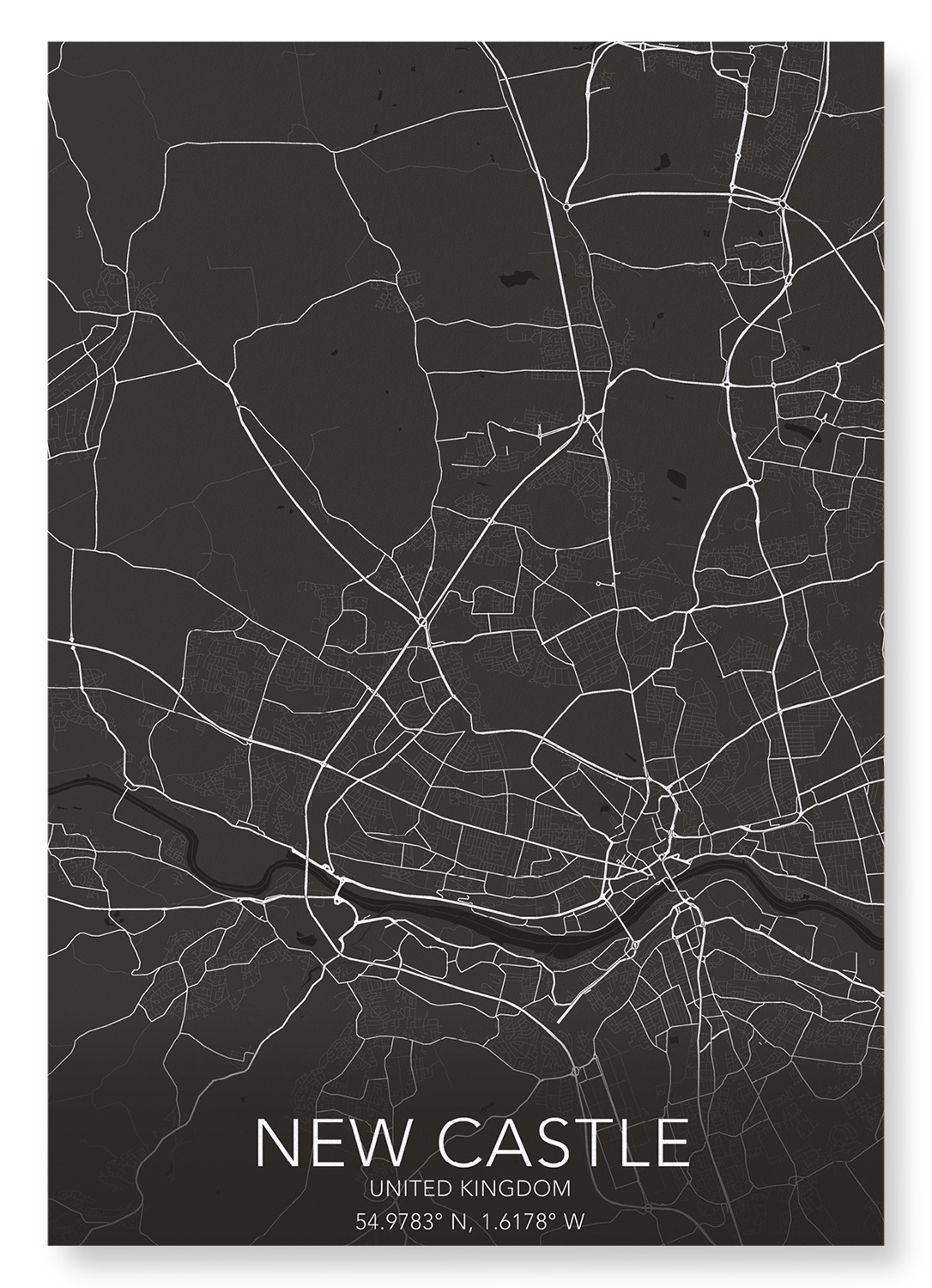NEWCASTLE FULL MAP: Map Full Art Print