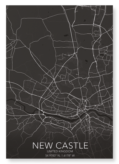 NEWCASTLE FULL MAP: Map Full Art Print