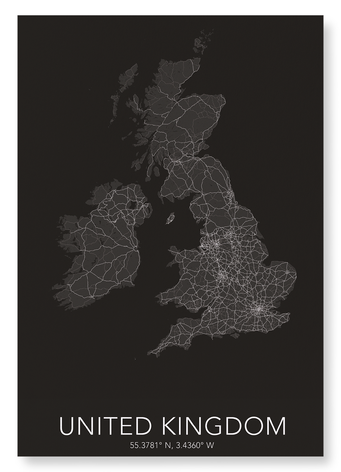 UNITED KINGDOM FULL MAP: Map Full Art Print