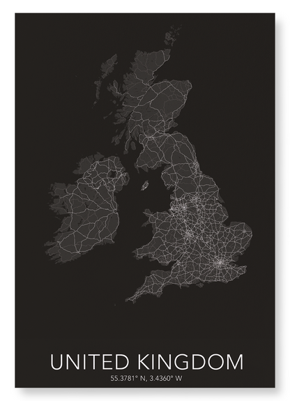 UNITED KINGDOM FULL MAP: Map Full Art Print