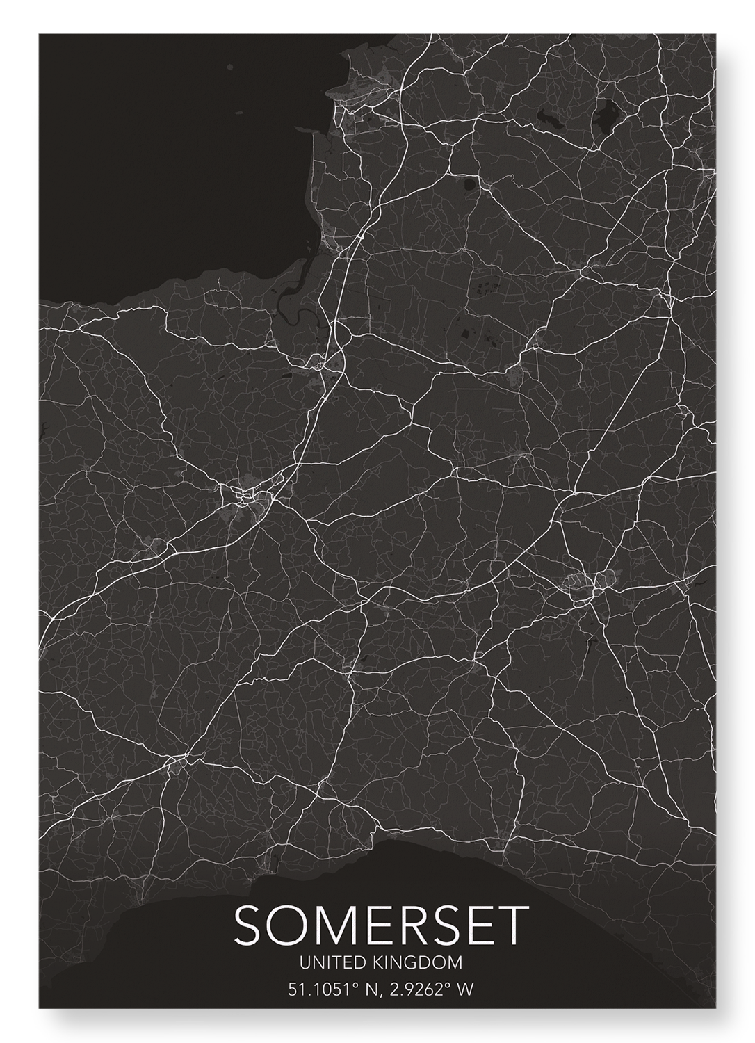 SOMERSET FULL MAP: Map Full Art Print