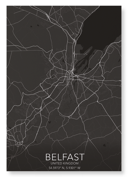 BELFAST FULL MAP: Map Full Art Print