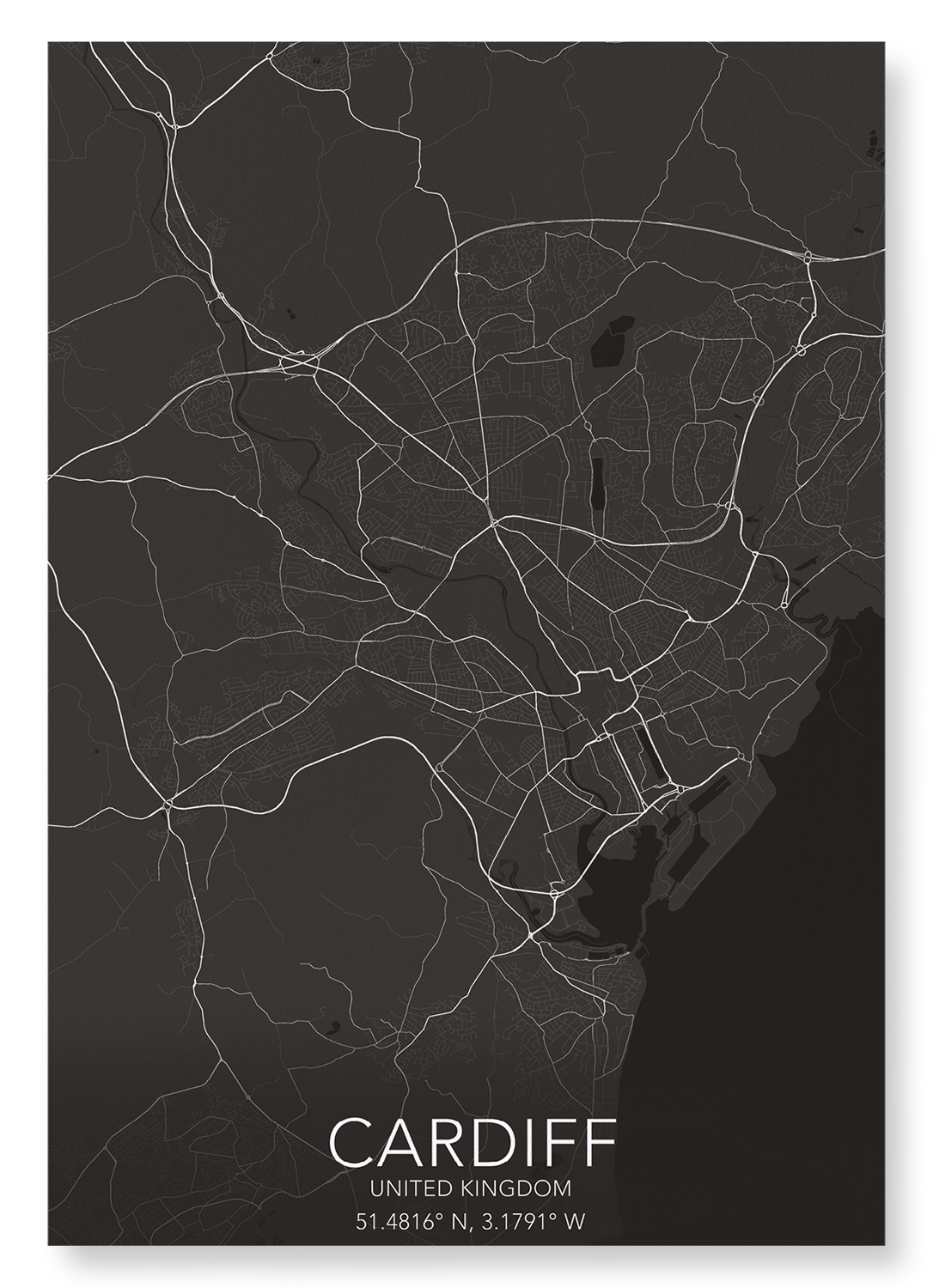 CARDIFF FULL MAP: Map Full Art Print