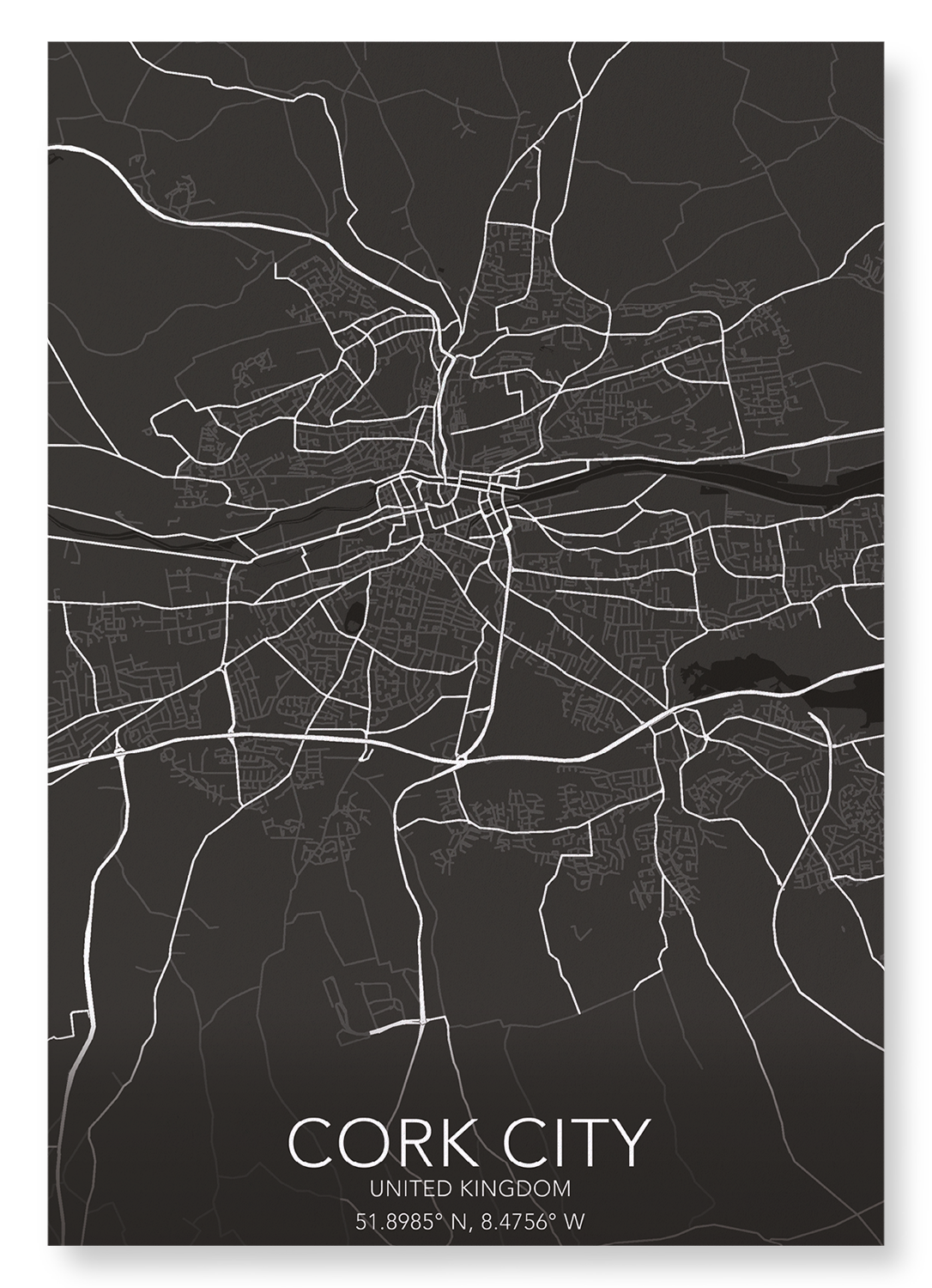CORK CITY  FULL MAP: Map Full Art Print