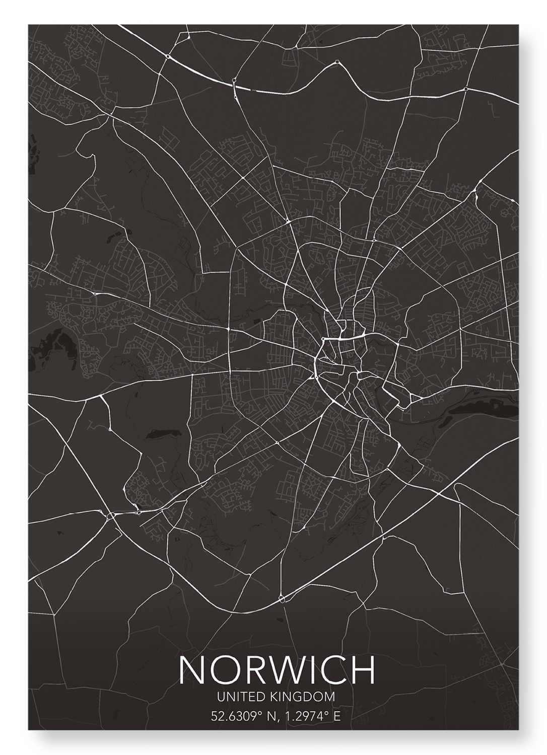 NORWICH FULL MAP: Map Full Art Print