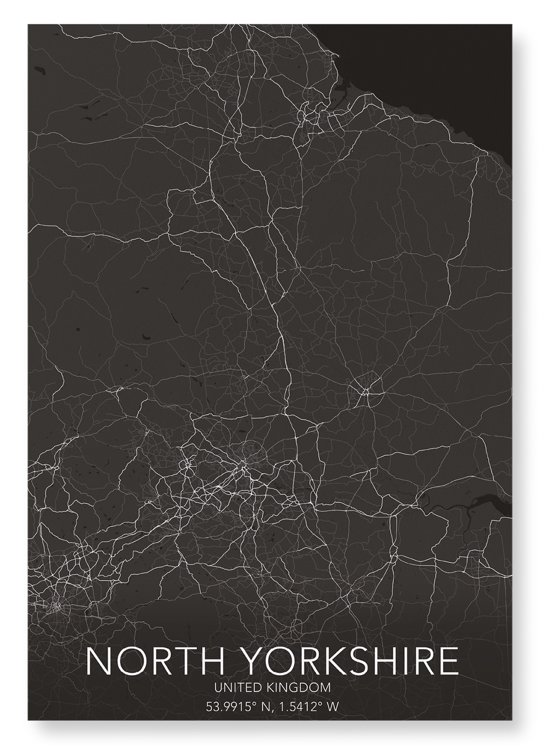 NORTH YORKSHIRE FULL MAP: Map Full Art Print
