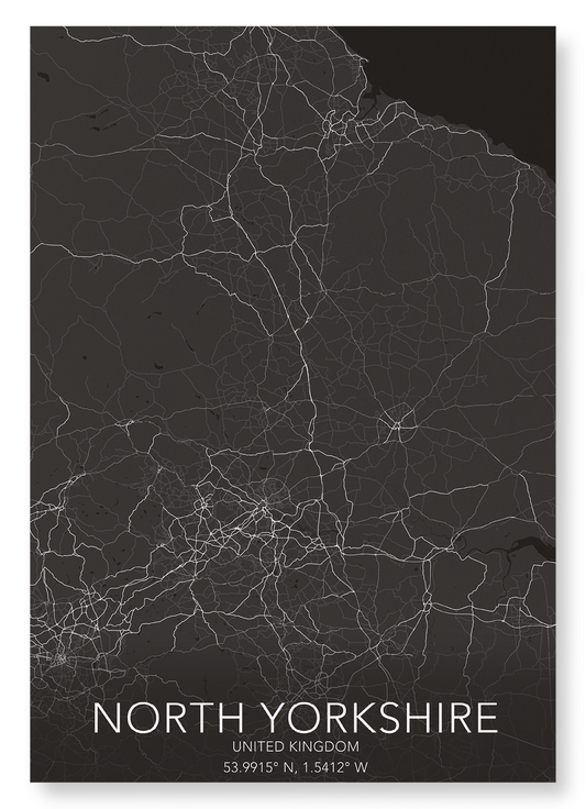 NORTH YORKSHIRE FULL MAP: Map Full Art Print
