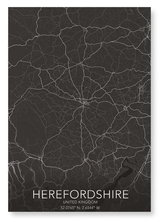 HEREFORDSHIRE FULL MAP: Map Full Art Print