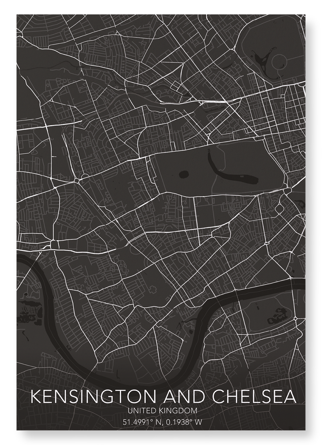 KENSINGTON AND CHELSEA FULL MAP: Map Full Art Print