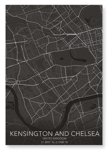 KENSINGTON AND CHELSEA FULL MAP: Map Full Art Print