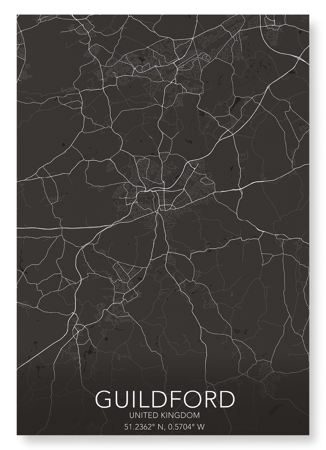 GUILDFORD FULL MAP: Map Full Art Print