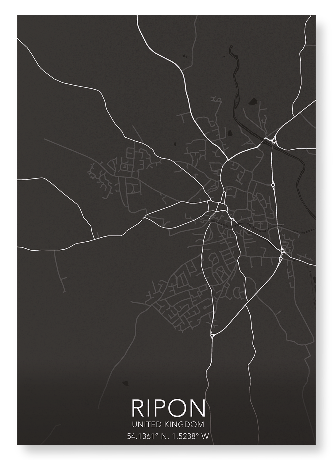 RIPON FULL MAP: Map Full Art Print