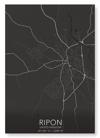 RIPON FULL MAP: Map Full Art Print