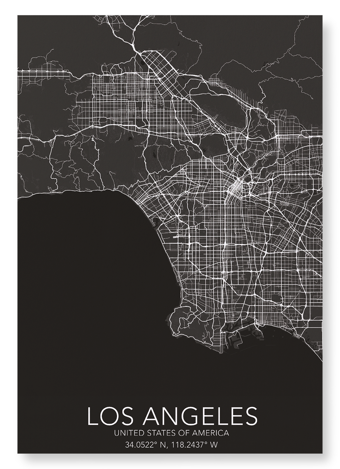 LOS ANGELES FULL MAP: Map Full Art Print