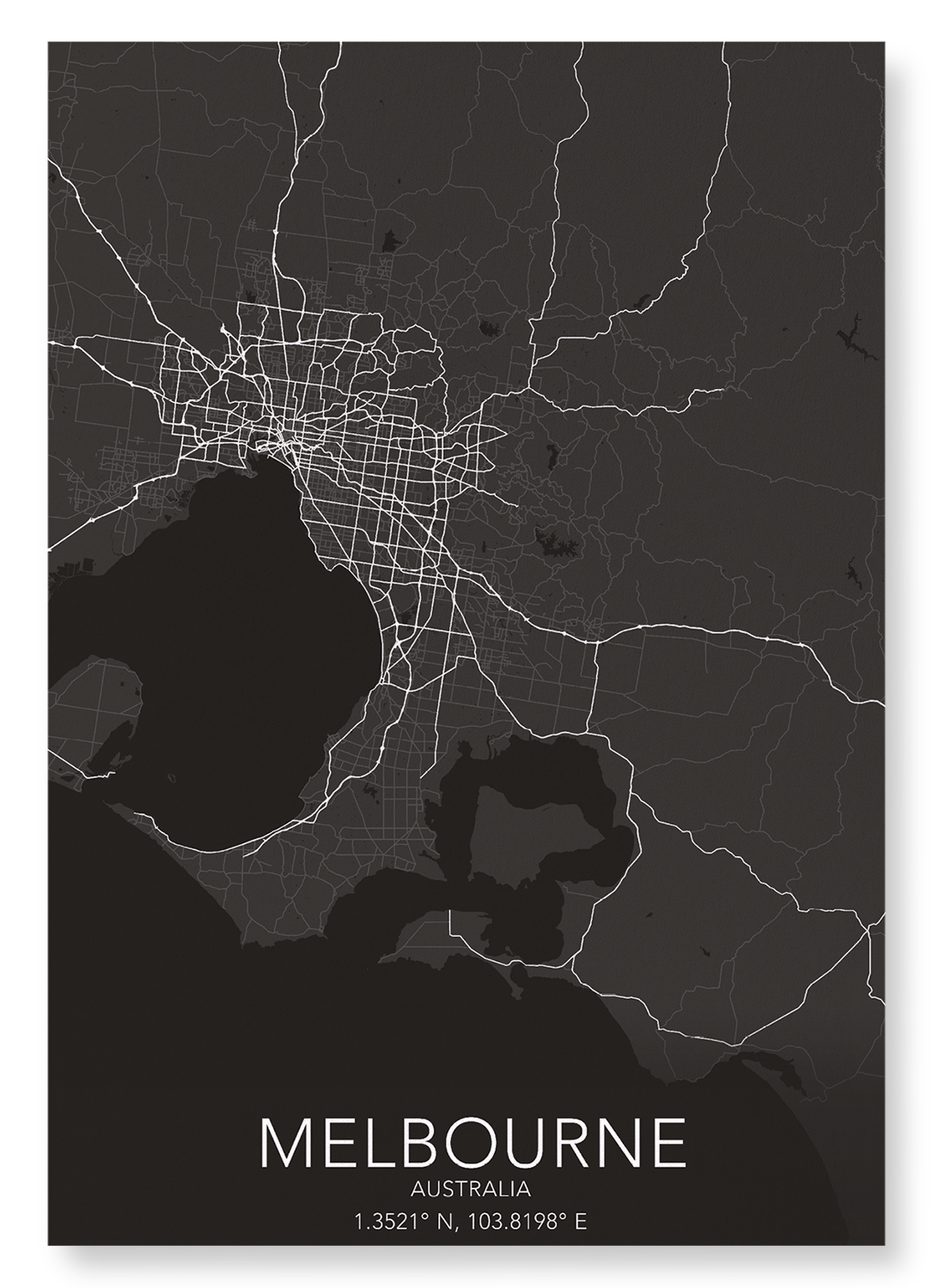 MELBOURNE FULL MAP: Map Full Art Print